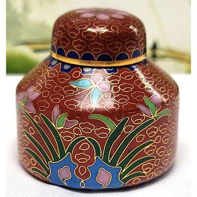 CLOISONNE BOX20 2"X2.25" RUST RED